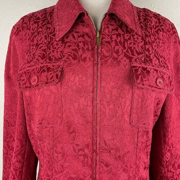 Jones New York Signature Full Zip Red Jacket Size M EUC - Picture 2 of 10